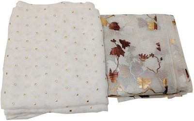 HouseOfCommon Embellished Bollywood Polyester Saree(White)