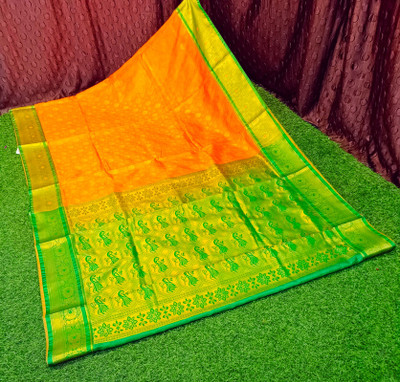 Spewim Woven Banarasi Art Silk Saree(Orange)