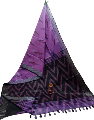 HAIDER ALI AND SONS Printed Bhagalpuri Cotton Blend Saree(Black, Purple)