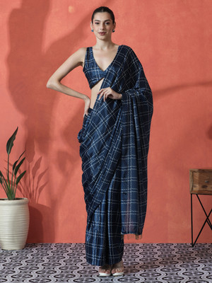 Sangria Printed Daily Wear Satin Saree(Blue)