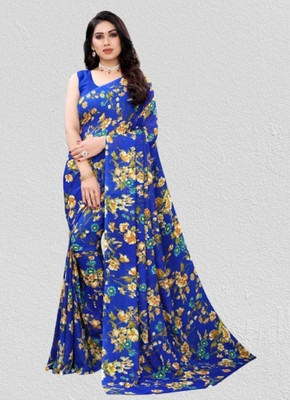STYLEVEDA Printed Bollywood Georgette Saree(Blue)