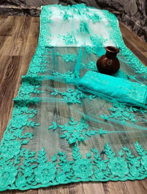 NIYANTAKSH Embroidered Bollywood Net Saree(Green)