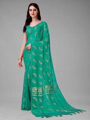 ANOUK Printed Daily Wear Georgette Saree(Green)