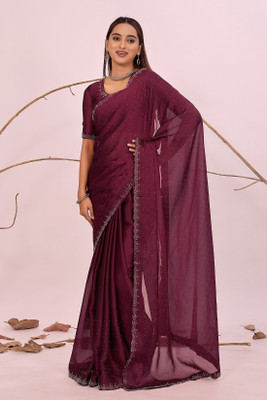 Yugaveeraa Embroidered Bollywood Georgette Saree(Maroon)