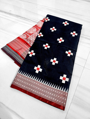 HouseOfCommon Woven Banarasi Jacquard Saree(Black, Red)