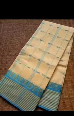 Sandhyatara Woven Tant Pure Cotton Saree(Cream)