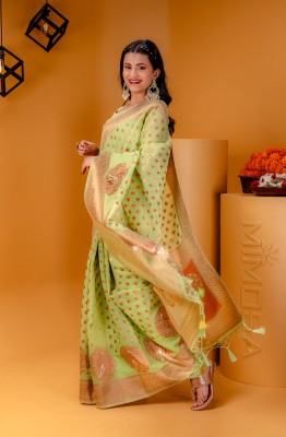 MIMOSA Woven Banarasi Art Silk Saree(Green)