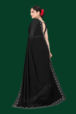 Shiv Febric Embellished Sambalpuri Chiffon Saree(Black)