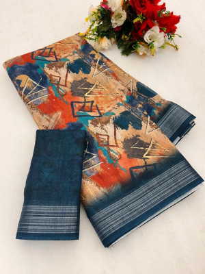 SANJEVAY Printed Assam Silk Art Silk Saree(Multicolor)
