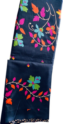 AD COLLECTIONS Digital Print Murshidabad Art Silk Saree(Black)