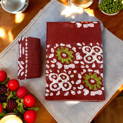MAHI IMPEX Printed Ikkat Pure Cotton Saree(Brown)