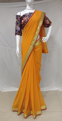 Sareez House Self Design Daily Wear Georgette Saree(Gold)