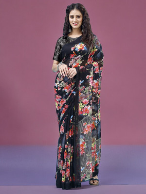 Divastri Printed Daily Wear Georgette Saree(Multicolor)