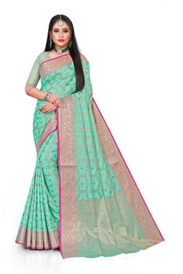 OMBUSINESSHUB Printed Banarasi Pure Silk Saree(Multicolor)