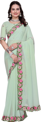 Banarasi wala Embroidered Bollywood Georgette Saree(Light Green)