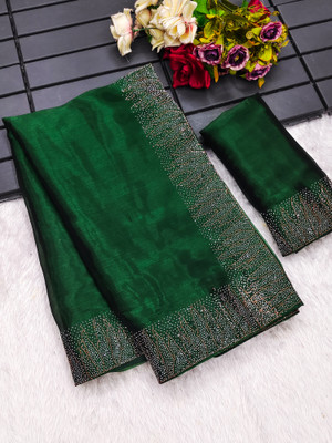 SOJITRA IMPEX Embellished Kanjivaram Georgette Saree(Green)