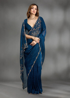 OHIRA FASHION Embroidered Bollywood Chiffon Saree(Multicolor)