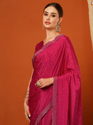 KCF Embellished Bollywood Art Silk Saree(Pink)