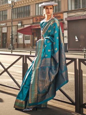 Divastri Woven Banarasi Pure Silk Saree(Blue)