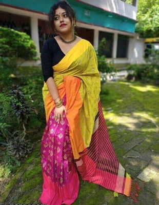 Bengal S Woven Tant Cotton Silk Saree(Pink)