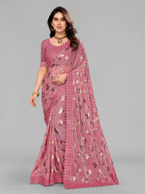RADHEYUB Self Design Daily Wear Lycra Blend Saree(Pink)