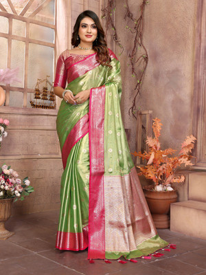 DEVPRIYA VENTURE Graphic Print Bandhani Tissue Saree(Green)
