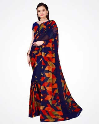 Suntex Printed Bollywood Georgette Saree(Blue)