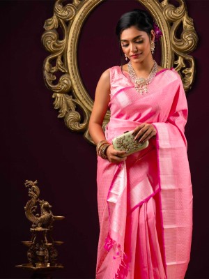Rangita Woven Banarasi Silk Blend Saree(Pink)