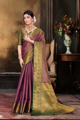 Jyanshu Creation Woven Banarasi Cotton Silk Saree(Maroon)