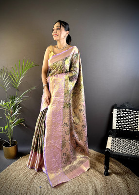 Pandadi Saree Woven Banarasi Cotton Silk Saree(Green)