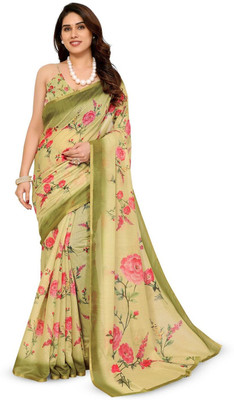 Moda Rapido Printed Bollywood Silk Blend Saree(Green)