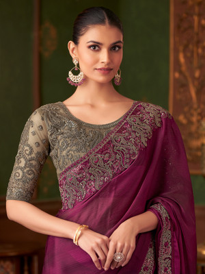 Sareemall Embellished Bollywood Georgette Saree(Magenta)