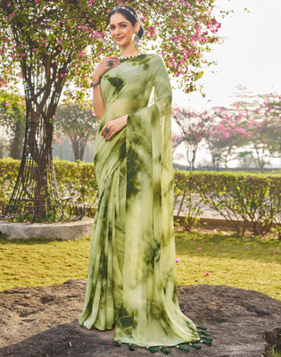 Divastri Printed Bollywood Georgette Saree(Green)