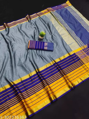 HITESH ENTERPRISE Woven Banarasi Cotton Blend Saree(Grey)