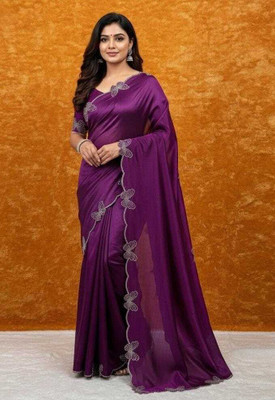 Rich Choice Embellished Banarasi Tussar Silk Saree(Purple)