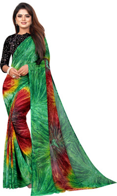 SHREE SOMANATH JARI Printed Bollywood Georgette Saree(Green)