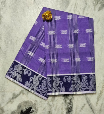 KAKADIYA CREATION Solid/Plain Tant Pure Cotton Saree(Blue)