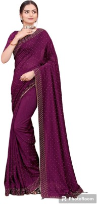 Febo Fashion Embellished Bollywood Art Silk Saree(Purple)