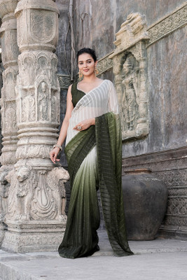 Ghan Sals Embellished, Solid/Plain Bollywood Silk Blend Saree(Light Green)
