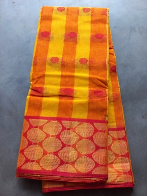 kundusaree Woven Daily Wear Pure Cotton Saree(Yellow)