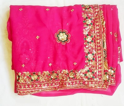 AARTI SAREES Embellished, Embroidered Bollywood Chiffon Saree(Pink)