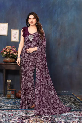 Suali Printed Bollywood Georgette Saree(Pack of 2, Purple)