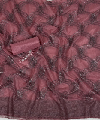 OZONE DESIGNS Embellished Bollywood Net Saree(Pink)