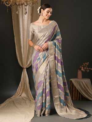 Divastri Woven Banarasi Georgette Saree(Grey)
