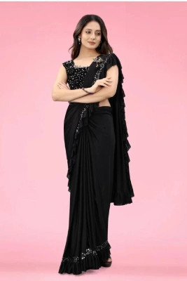 ProExe Embellished Bollywood Lycra Blend Saree(Black)