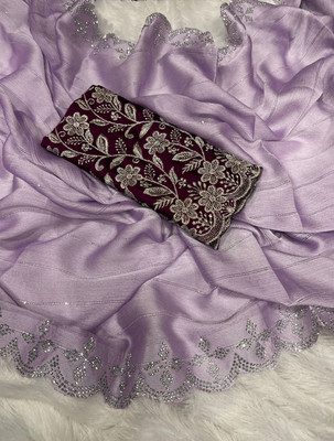 VASUPUJYA Embellished Banarasi Chiffon Saree(Purple)