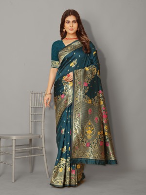 ISARA Woven Banarasi Silk Blend Saree(Multicolor)