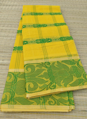 SANVISAREE Woven Tant Pure Cotton Saree(Yellow)