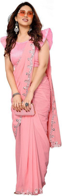 ROOP SUNDARI SAREES Embroidered Bollywood Georgette Saree(Pink)