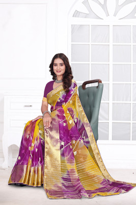 Aarunika fashion Solid/Plain Bollywood Organza Saree(Magenta)